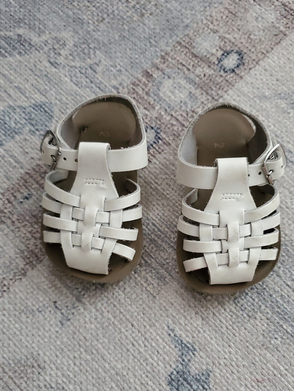 Sun San Baby White Leather Sailor Sandals Sz2